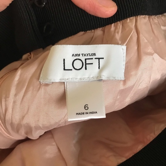 Ann Taylor LOFT pink mini skirt black womens sz 6 textured fully lined shimmery - Picture 10 of 12